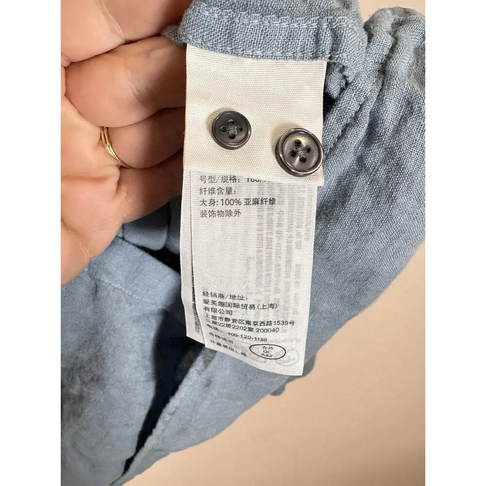 Abercrombie & Fitch 100% Linen Collection Button-up Long Sleeve Shirt Mens L